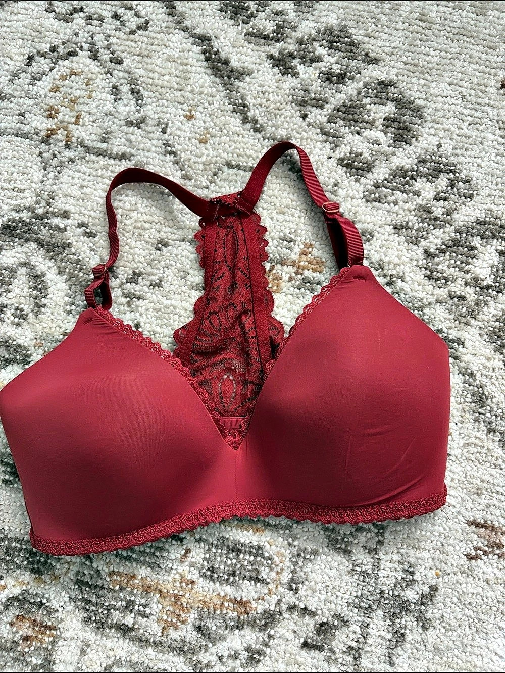 aerie Everyday Wireless Bra Lace in Red 36D